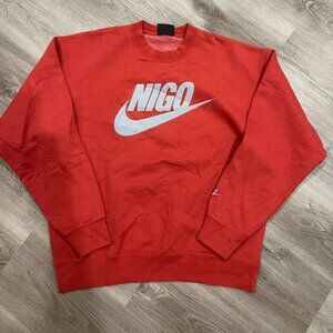 Nike Nigo Mens Fleece Crewneck Sweatshirt Red